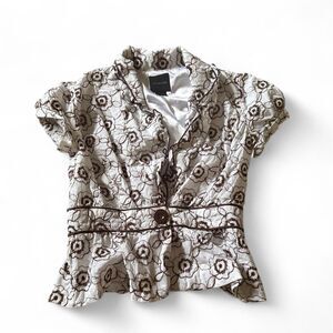 My-michelle Women's Brown and White Blouse